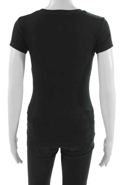 Club Monaco Women Black Cotton Crew Neck Short Sleeve Basic T-Shirt Size S