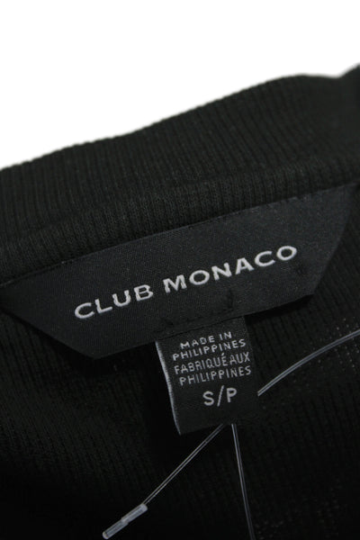 Club Monaco Women Black Cotton Crew Neck Short Sleeve Basic T-Shirt Size S
