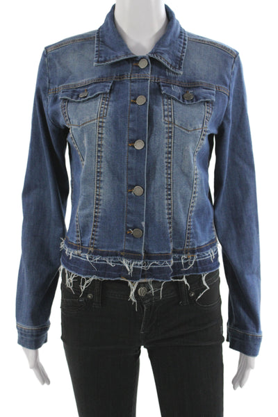 Black Label Women Basic Jacket Blue Long Sleeve Button Solid 65% Cotton Size S