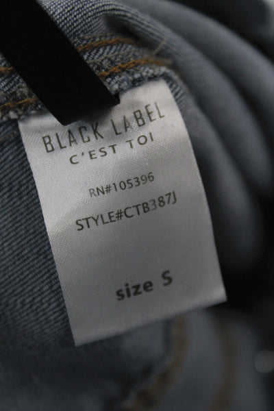 Black Label Women Basic Jacket Blue Long Sleeve Button Solid 65% Cotton Size S