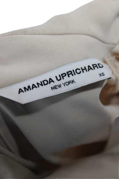 Amanda Uprichard Women Blouse Sleeveless Mock Neck Beige Polyester Size XS
