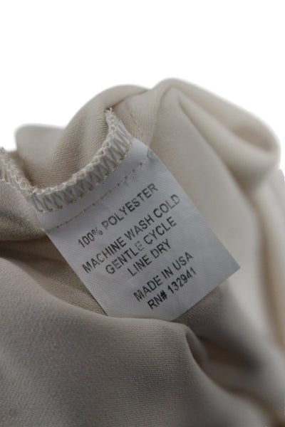 Amanda Uprichard Women Blouse Sleeveless Mock Neck Beige Polyester Size XS