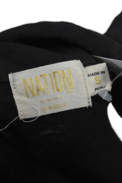 Nation LTD Womens Cropped Collared Button-Up Sleeveless Black Cotton Size S