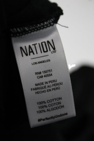 Nation LTD Womens Cropped Collared Button-Up Sleeveless Black Cotton Size S