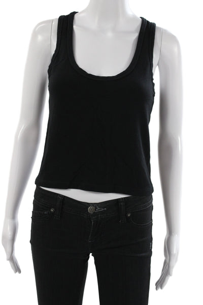 Rag & Bone Womens Basic Sleeveless Tank Black Scoop Neck Modal Size L