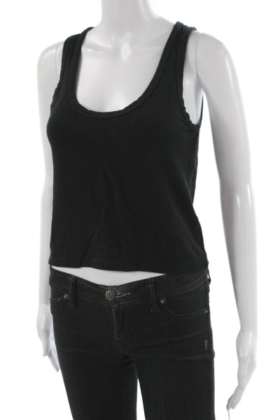 Rag & Bone Womens Basic Sleeveless Tank Black Scoop Neck Modal Size L