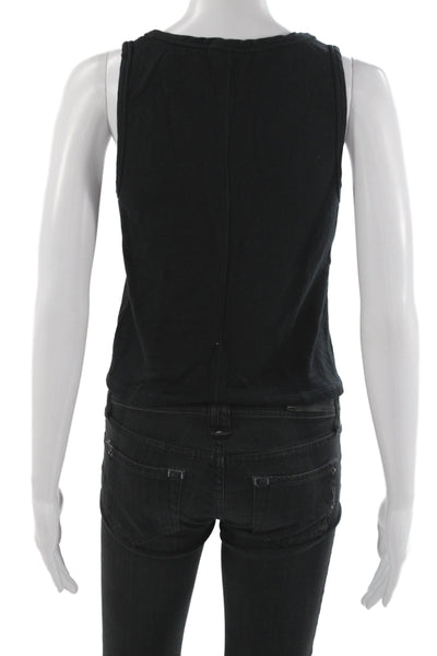 Rag & Bone Womens Basic Sleeveless Tank Black Scoop Neck Modal Size L