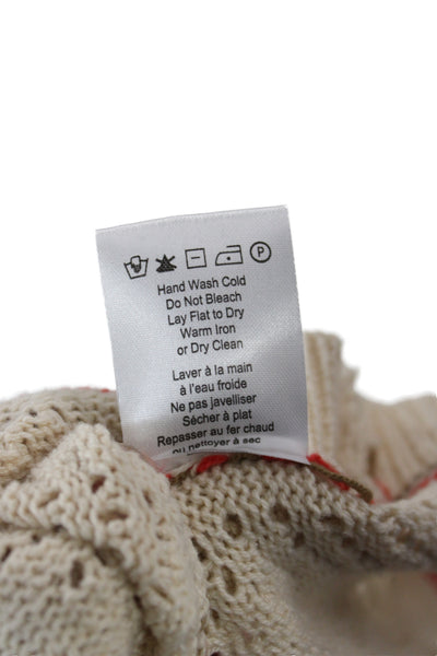 Heartloom Women Striped Henley Sweater Ivory Cotton Size XS
