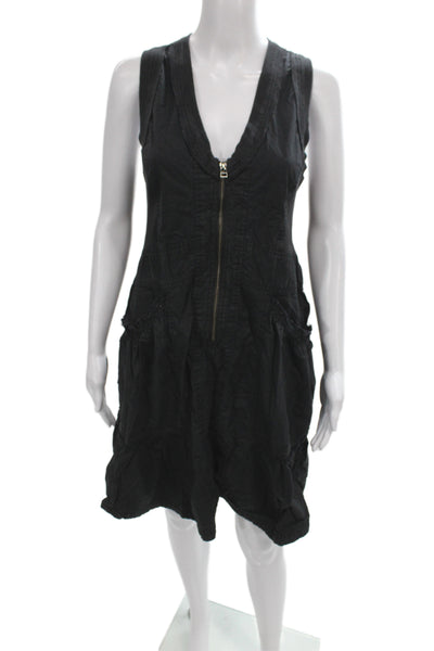 Daily Practice Women Tank Dress Black V-Neck Sleeveless Zip Size M