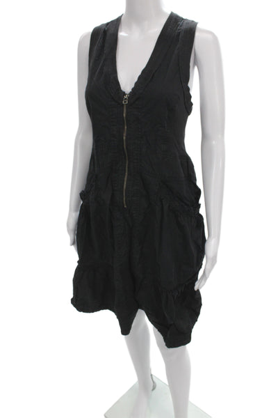Daily Practice Women Tank Dress Black V-Neck Sleeveless Zip Size M