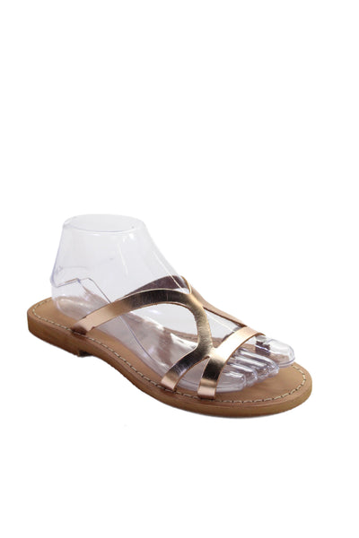 Cocobelle Womens Leather Strappy Sandal Rose Gold Brown Size 7.5