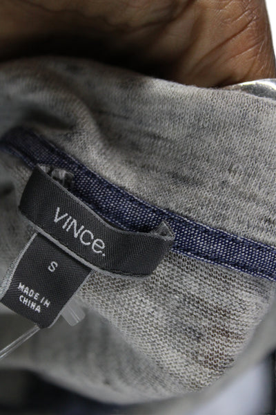Vince Mens Linen Collared Short Sleeve Polo Gray Size S