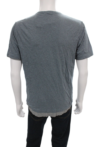Theory Men's Basic Gray Pima Cotton Henley Short Sleeve T-Shirt Size S