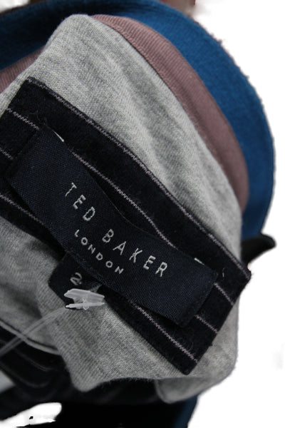 Ted Baker Mens Ringer T-Shirt Black Striped Cotton Short Sleeve Size 2