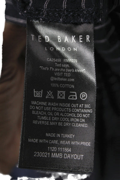 Ted Baker Mens Ringer T-Shirt Black Striped Cotton Short Sleeve Size 2