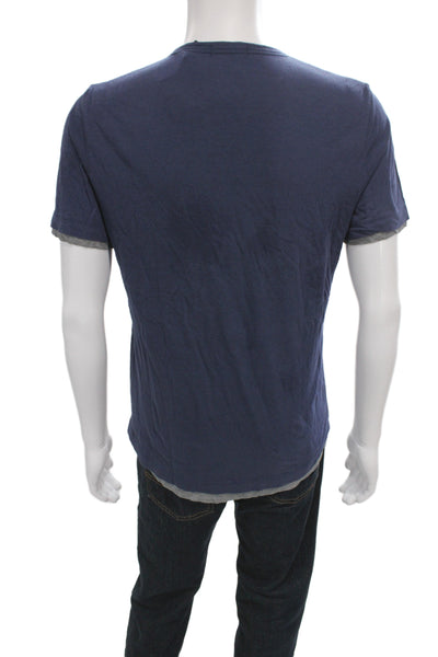 Theory Mens Basic Henley Short Sleeve Pima Cotton T-Shirt Blue Size S