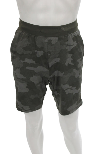 Lululemon Mens Athletic Shorts Green Camo Drawstring Nylon Size S