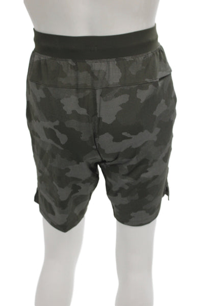 Lululemon Mens Athletic Shorts Green Camo Drawstring Nylon Size S