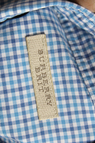 Burberry Brit Mens Cotton Collared Button Front Blue White Size S