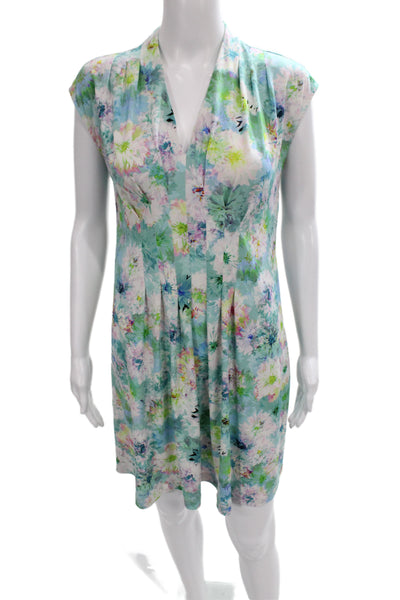 Catherine Malandrino Womens Shift Dress Floral V-Neck Sleeveless Size M