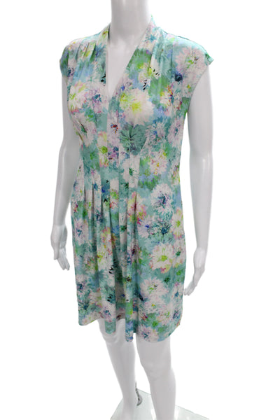 Catherine Malandrino Womens Shift Dress Floral V-Neck Sleeveless Size M