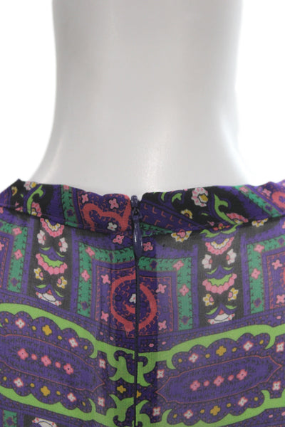 Nanette Lepore Women Multicolor Paisley Shift Dress High Neck 3/4 Sleeve Size 2