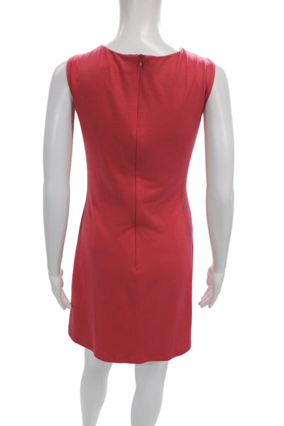 David Meister Womens Sheath Dress Red V-Neck Sleeveless Polyester Size 8