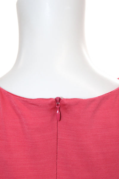 David Meister Womens Sheath Dress Red V-Neck Sleeveless Polyester Size 8