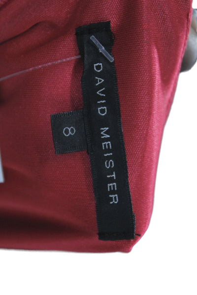 David Meister Womens Sheath Dress Red V-Neck Sleeveless Polyester Size 8