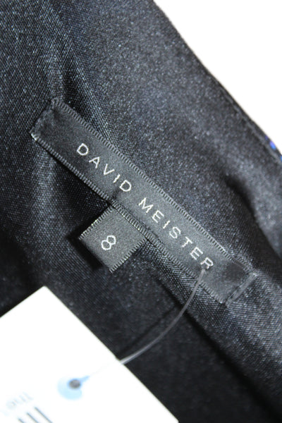 David Meister Womens Sheath Black Geometric Cowl Neck Knee Dress Size 8
