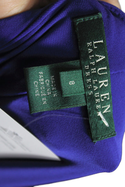 Lauren Ralph Lauren Womens Sheath Dress Blue Boat Neck Long Sleeve Size 8