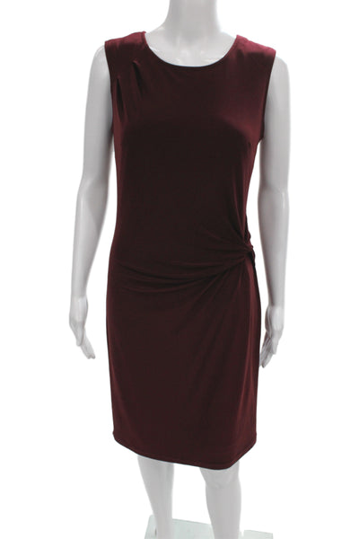 Joseph Ribkoff Women Sheath Dress Red Sleeveless Round Neck Knee Length Size 8