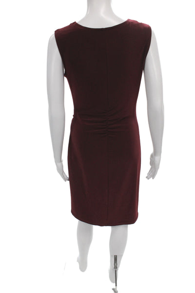 Joseph Ribkoff Women Sheath Dress Red Sleeveless Round Neck Knee Length Size 8