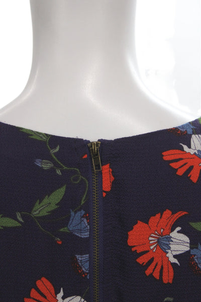 Maeve Anthropologie Women Sheath Floral Blue Knee-Length Dress Zip Size 8