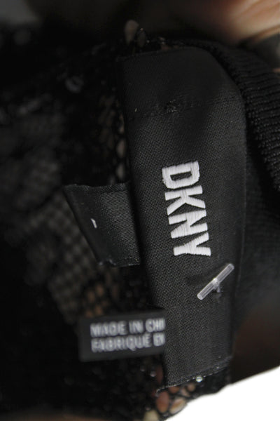 DKNY Women Sheath Sequin Black Knee Length Crew Neck Short Sleeve Dress Size L
