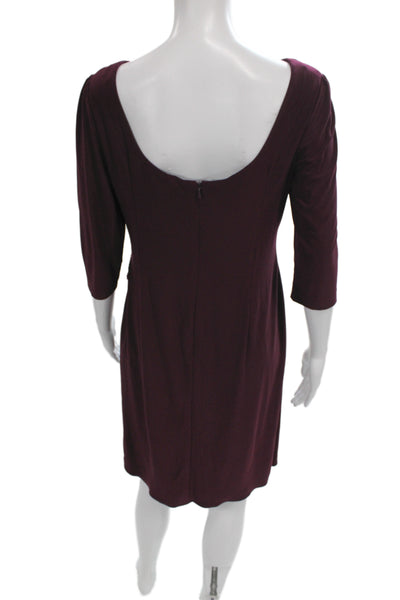 Alex Evenings Women Sheath Dress Purple Scoop Neck 3/4 Sleeve Zip Size 10P
