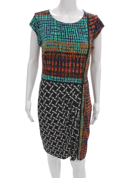 Laundry by Shelli Segal Women Sheath Dress Multicolor Geo Short Sleeve Size 8