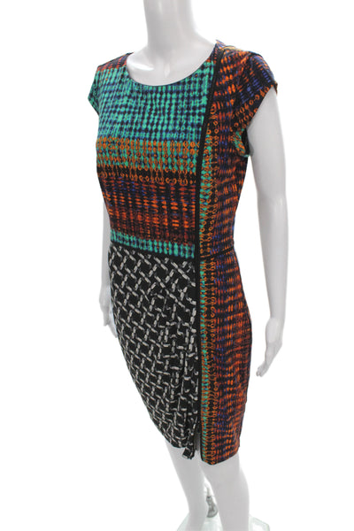 Laundry by Shelli Segal Women Sheath Dress Multicolor Geo Short Sleeve Size 8