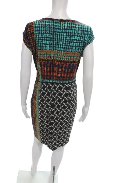 Laundry by Shelli Segal Women Sheath Dress Multicolor Geo Short Sleeve Size 8
