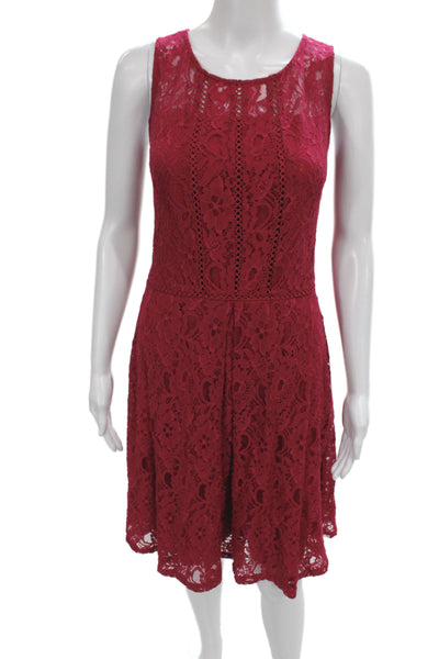 Taylor Womens A-Line Floral Sleeveless Dress Red Round Neck Size 8