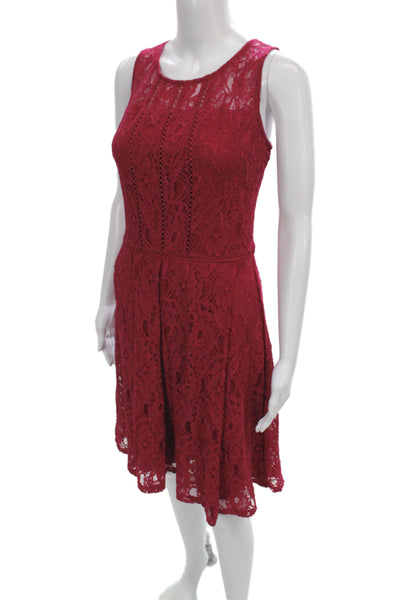 Taylor Womens A-Line Floral Sleeveless Dress Red Round Neck Size 8