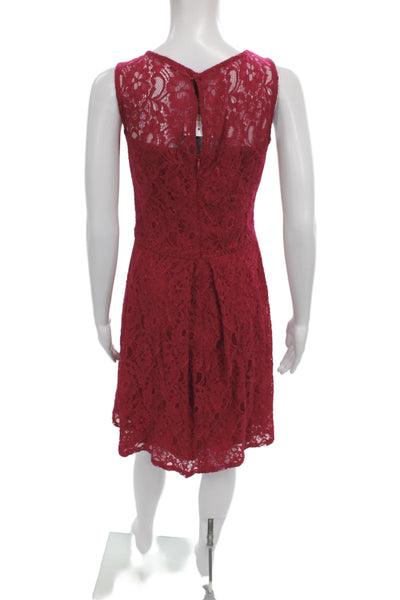 Taylor Womens A-Line Floral Sleeveless Dress Red Round Neck Size 8