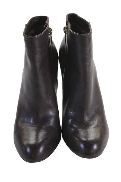Coach Womens Leather High Heels Ankle Boots Shoes Brown Size 8.5B