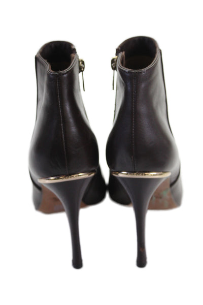 Coach Womens Leather High Heels Ankle Boots Shoes Brown Size 8.5B