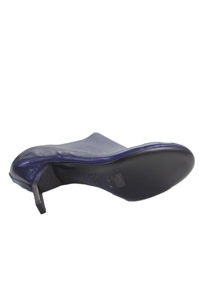 Vic Matie Womens Leather Open Toe Kitten Heels Navy Blue Size 10