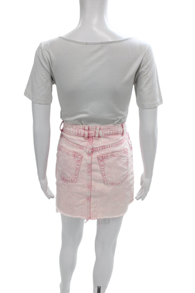 Topshop Womens Pink Cotton Mini Skirt Button Short Casual Size 0