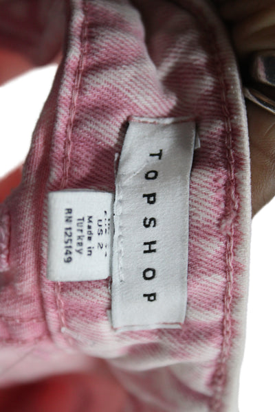 Topshop Womens Pink Cotton Mini Skirt Button Short Casual Size 0