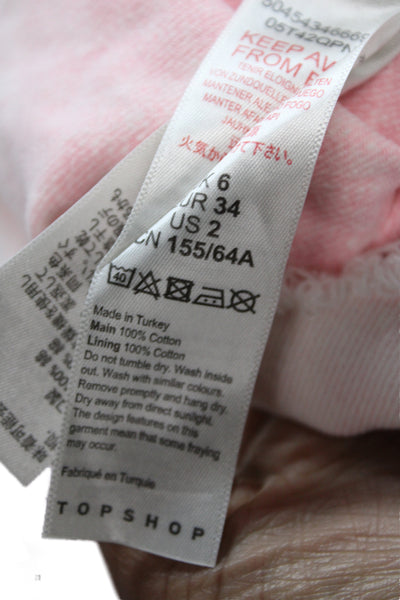 Topshop Womens Pink Cotton Mini Skirt Button Short Casual Size 0