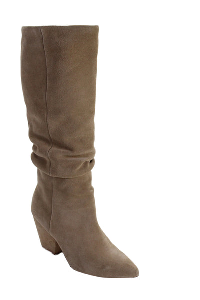 Splendid Womens Leather Suede Knee High Block Heel Boots Brown Size 9