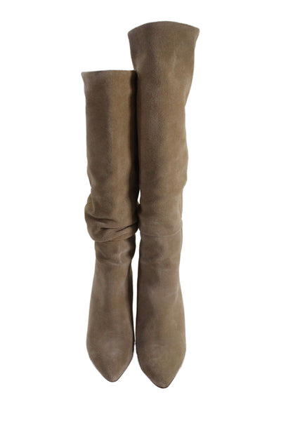 Splendid Womens Leather Suede Knee High Block Heel Boots Brown Size 9